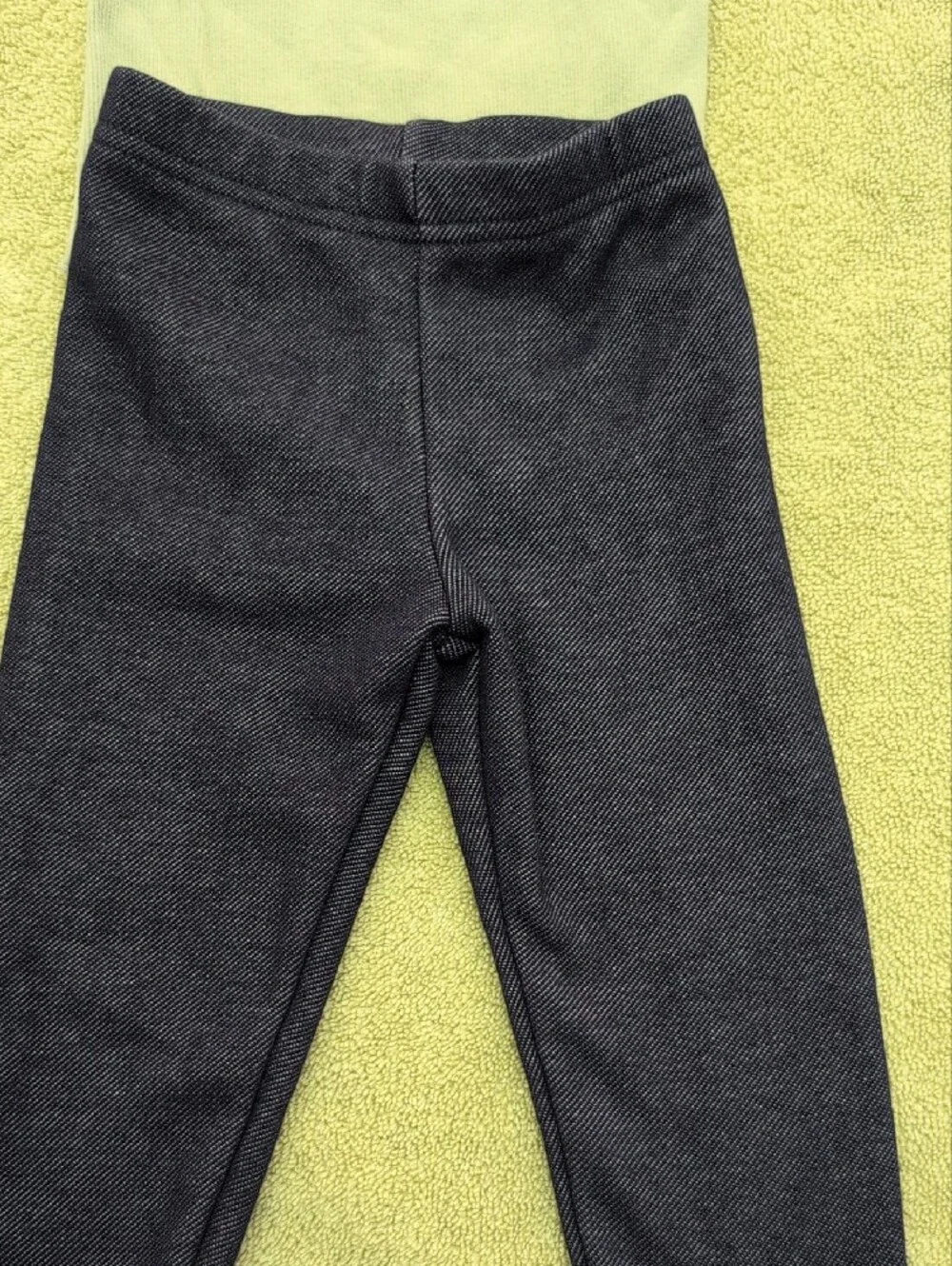 Girls' Green Butterfly Long-Sleeve Top and Fleece Lines Blue Pants